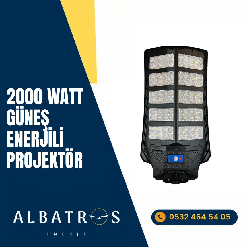 2000 W GÜCÜNDE DEV GÜNEŞ ENERJİLİ PROJEKTÖR
