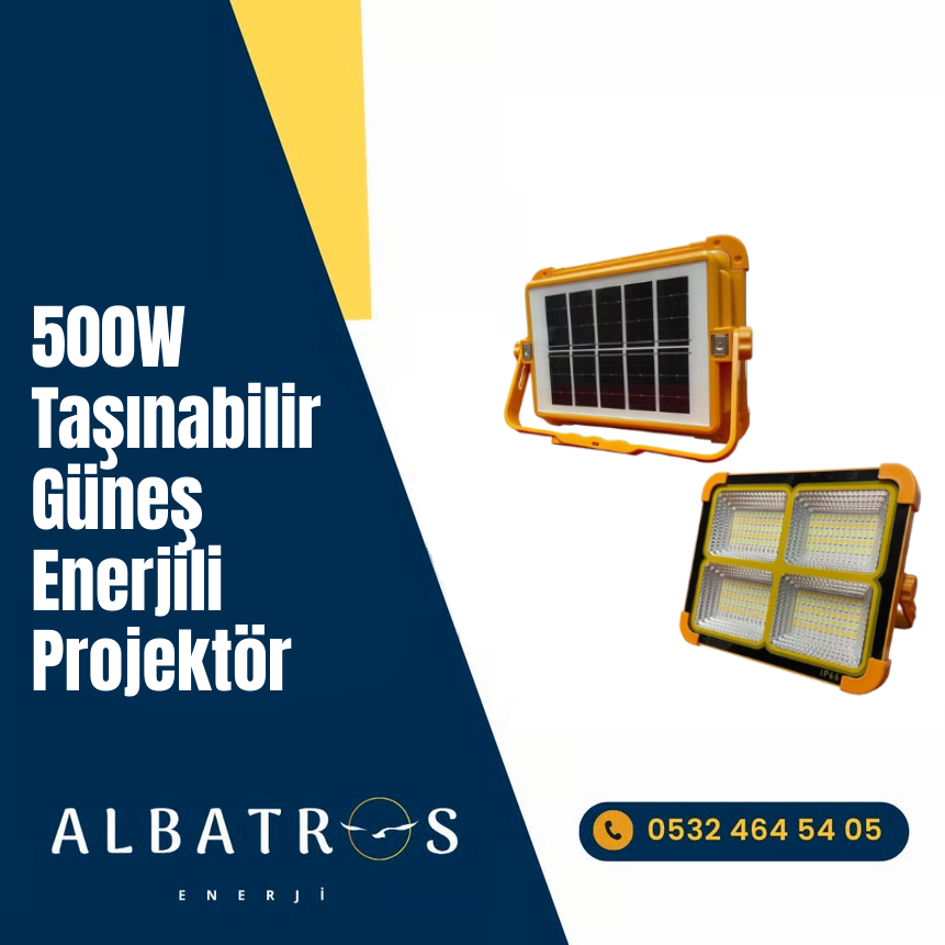 500W Taşınabilir Güneş Enerjili Projektör